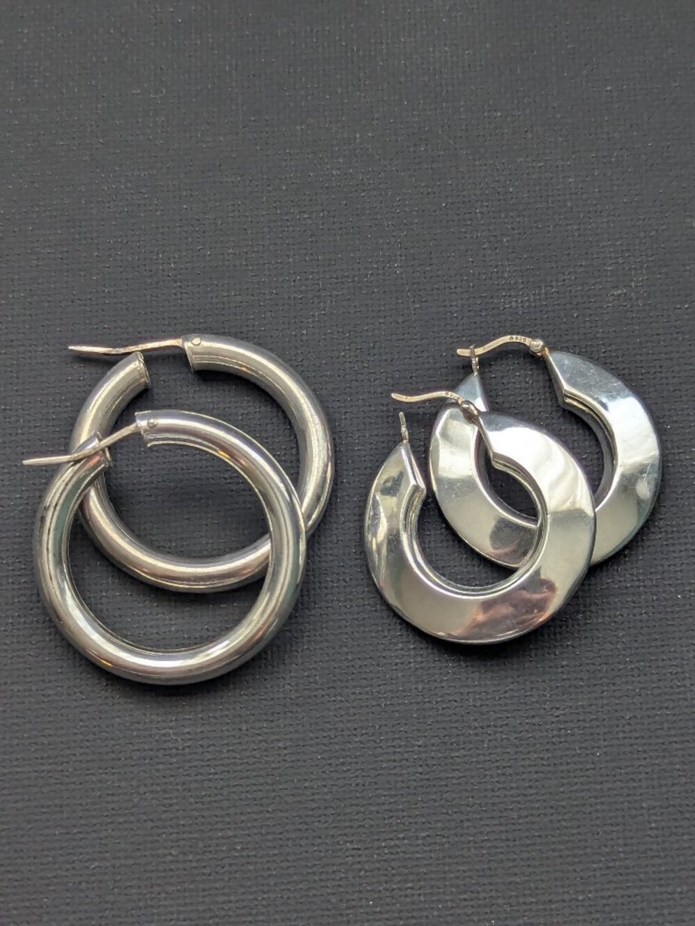 Set of 2 Sterling Silver Hoop Earrings